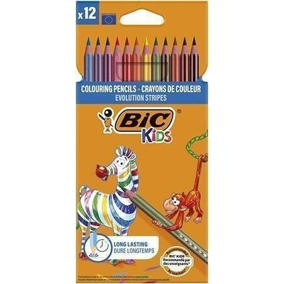 Bic Kids Evolution Stripes pastelky12 různých barev šestihranné 9505222