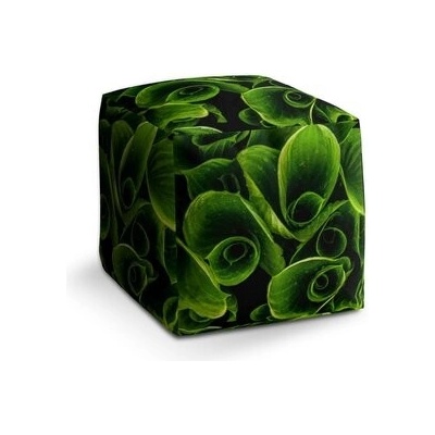 Sablio Taburet Cube Zelené listy: 40x40x40 cm