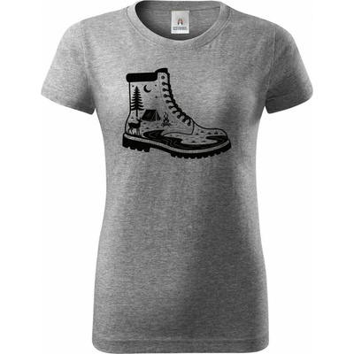 Dobrodružná bota, černý potisk Dámské tričko Basic