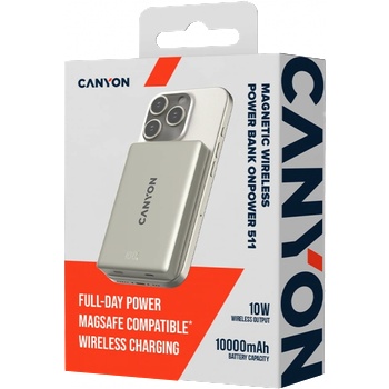 CANYON Зарядно устройство CANYON magnetic power bank OnPower 511 PD20W 10000mAh Aluminium Star Grey (CNS-CPB511G)