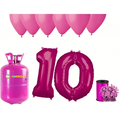 HeliumKing Helium párty set na 10. narozeniny s růžovými balónky