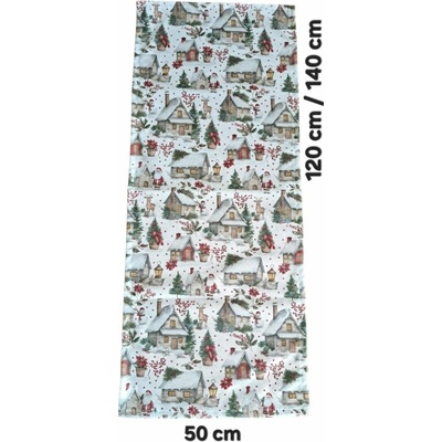 LKV Lomnice Textilní běhoun Vánoce domečky 40x140cm
