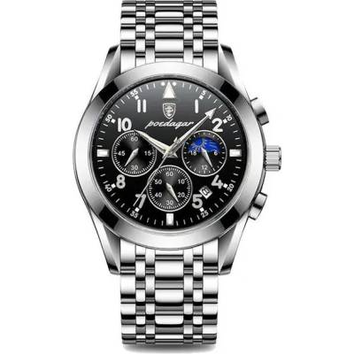 Poedagar Мъжки часовник Poedagar CS1334, неръждаема стомана, сребрист, черен циферблат (CS1334)