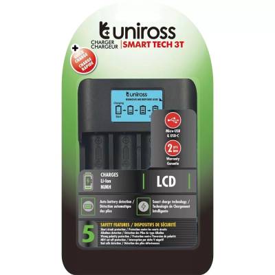 Uniross UCX007 SMART TECH CHARGER 3T LCD Li-Ion/LifePO4/NiMH зарядно устройство (UCX007)