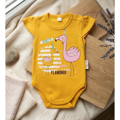 Baby Nellys Body krátky rukáv FLAMINGO Žltá