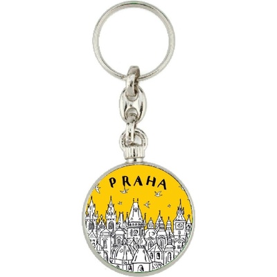 Klíčenka s motivem Prahy - věže (žlutá)