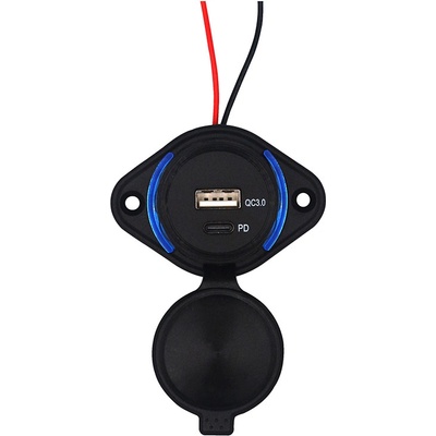 34660 USB QC3.0 + USB-C PD zásuvka 12/24V, montáž na povrch