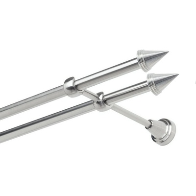 OK-GarnýžeCZ Garnýž kovová dvouřadá 19mm Hrot double nerez 210 cm do stěny / na tunýlek - bez kroužků