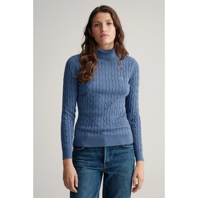 Gant sveter STRETCH COTTON CABLE TURTLE NECK modrá