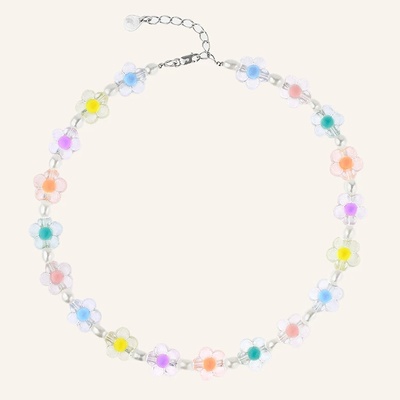 SilveAmo Kvetinový choker s perlami K048