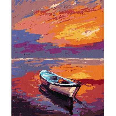 zuty Malování Podle Čísel Loďka Při Krásném Západu Slunce 40 x 50 Cm Plátno