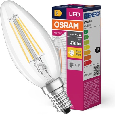 Osram LED žiarovka VALUE, E14, sviečka, 4W, 470lm, 2700K, teplá biela