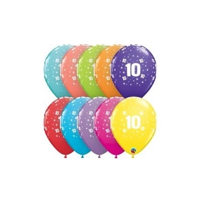 Qualatex Potisk číslo 10 mix 11 28cm Balónek