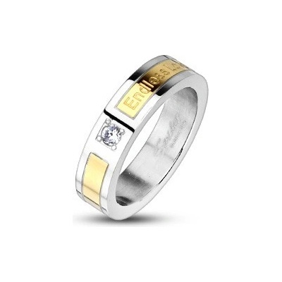 Šperky eshop ocelový prsten pozlacený Endless Love zirkon F5.1