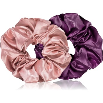 BrushArt Hair Large satin scrunchie set ластици за коса Pink & Violet