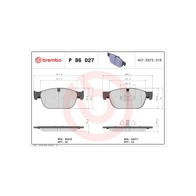 BREMBO sada brzdových destiček, kotoučová brzda P 86 027 – Zboží Mobilmania