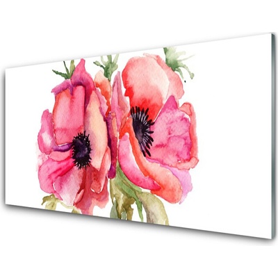 Obraz na skle Květiny Akvarely 100x50 cm