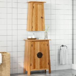 vidaXL Комплект мебели за баня, 2 части, масивна борова дървесина (3223458)