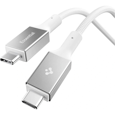 Spigen Здрав USB4 кабел с Thunderbolt 4 за устройства с USB-C порт - Spigen Essential USB-C to USB-C Cable 240W (бял) (150 см) (ACA10422)