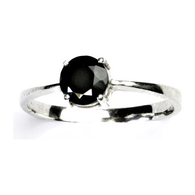 Čištín Stříbrný prsten přírodní černý spinel prstýnek ze stříbra T 1252