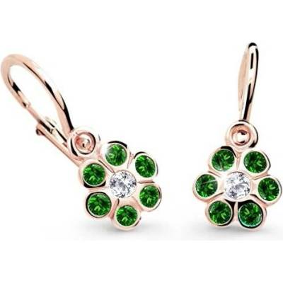 Cutie Jewellery dětské náušnice z růžového zlata C1737-10-X-4 zelená