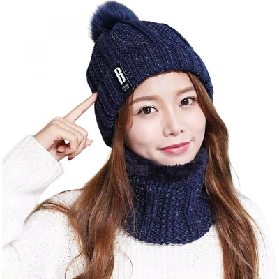 HARAHU Комплект за грейка за шапка и врат za-21531 - Тъмносиньо kp21531 (za-21531)