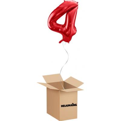 HeliumKing Balónový box Narodeninové číslo 4 červený 86 cm