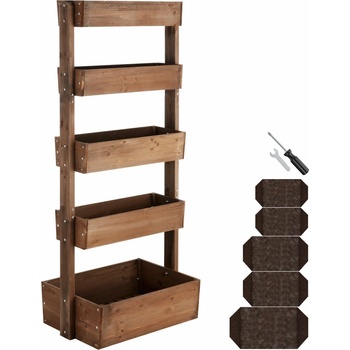 tectake 406174 vertikální záhon flora, lakované dřevo, hnědá 81 x 52 x 180 cm