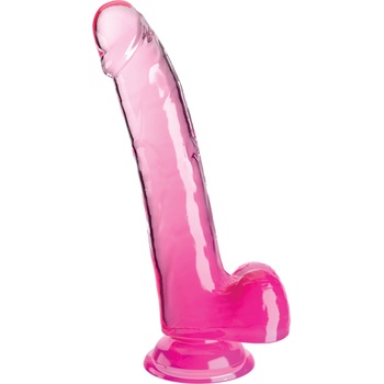 Image 1 of Pipedream King Cock Clear Cock with Balls 9" Pink