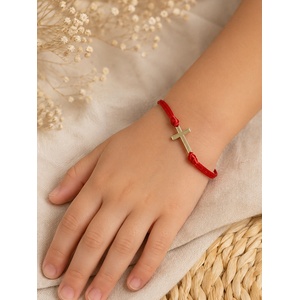 Kathryn' s Bracelets Златен Кръст за Дете с нежен Червен Конец (ДГК1)