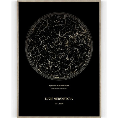 Hvězdná mapa 40 x 50 cm Pololesklý saténový papír