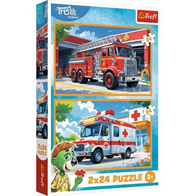 Trefl 2x24 dielov Hasičské auto a sanitka 2v1
