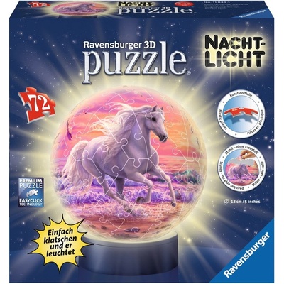 Ravensburger 3D puzzleball svítící Kůň na pláži 72 ks