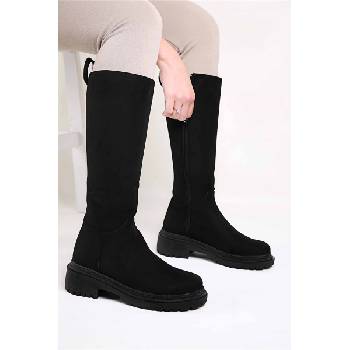 Moda Trend Дамски ботуши от велур - Черни #321653 (321653_Черно)