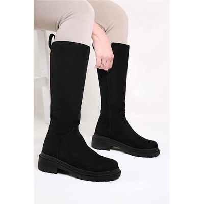 Moda Trend Дамски ботуши от велур - Черни #321653 (321653_Черно)