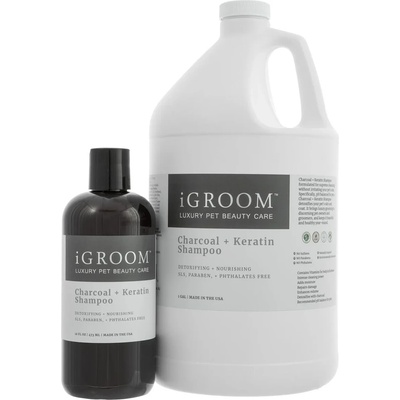 iGroom Charcoal Keratin Shampoo - Шампоан за кучета с въглен и кератин за всички видове козина, 475 мл