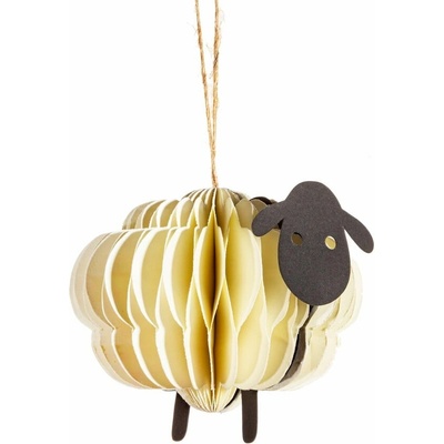 Sass & Belle Papierová ručne vyrábaná vianočná ozdoba 9 cm Sheep Honeycomb