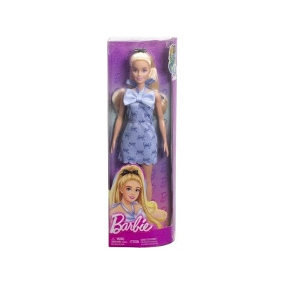barbie modelka s modrou mašlí