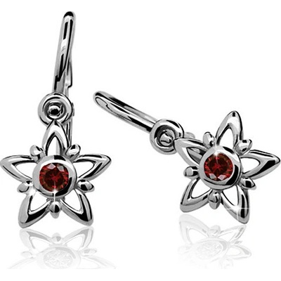 Zlatnictví zlatíčko zlaté dětské náušnice hvězdičky s rubínkem 960.00132