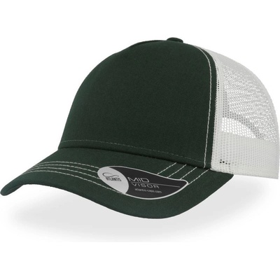 Atlantis Headwear Rapper Canvas 5 panelová síťovaná COT-33606095799 Zelená lahvově/bílá