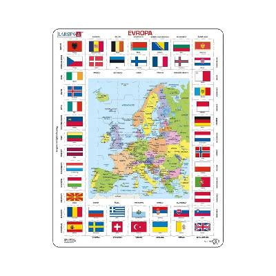 Larsen Vzdelávacie puzzle Mapa Európy a vlajky 70 dielikov