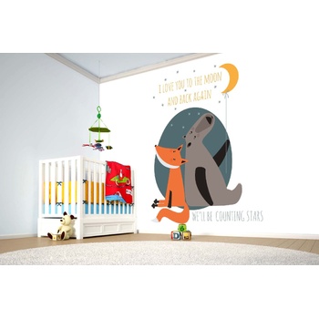 DIMEX ART s. r. o Самозалепваща се флизелинова фототапета лисица с мечка 375 x 250 см