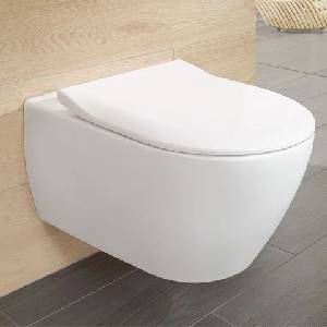 Villeroy & Boch Комплект за окачена тоалетна чиния Villeroy&Boch Subway 2.0 с тънък капак с плавно затваряне (56001001+9M78S101)