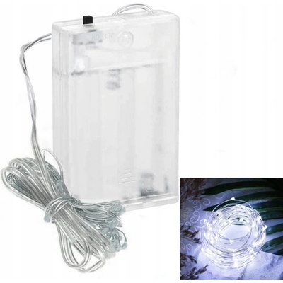 DAMPOD SHOP LED svetelná reťaz drôt 30 LED na batérie studeny biely