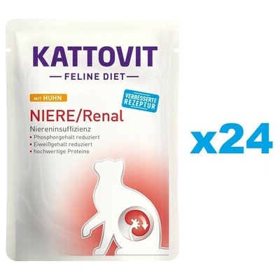 Kattovit Feline Diet Niere/Renal s kuracím 24 x 85 g