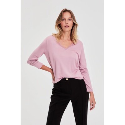 Moodo Суитшърт с дантелено деколте розов Moodo Moodo | Rozov | ЖЕНИ | XS