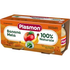 PLASMON Плодово пюре Plasmon - С банан и ябълка, 6м+, 2 х 80 g (0911) - baby