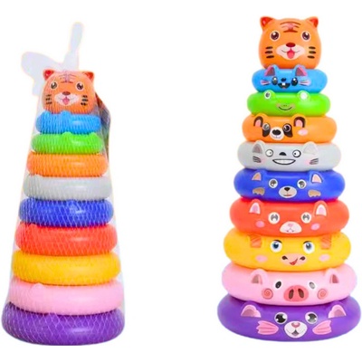 Mamido Pyramida z kroužků s nálepkami zvířátek