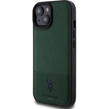 U.S. Polo PU Leather Mesh Pattern Double Horse iPhone 15 zelené