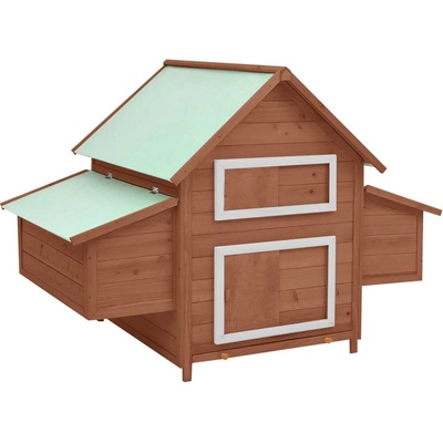 vidaXL Kurník moka-bílý 150 × 96 × 110 cm masivní jedlové dřevo 9799.171461